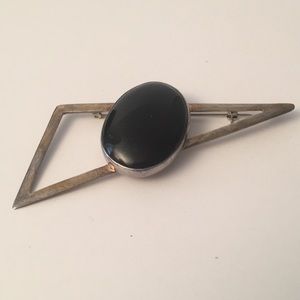 Anne Harvey Sterling Silver Black Onyx Brooch